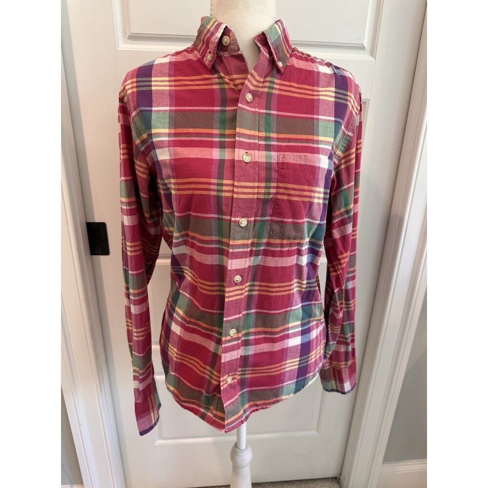 Vintage J.Crew Button Down Shirt Womens XS Multicolored Plaid Long Sleeve Cotton